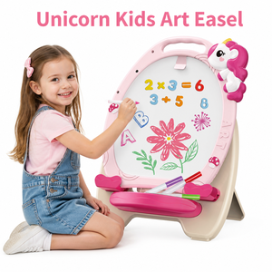 <span class=keywords><strong>Pizarra</strong></span> Magnética de Doble Cara con Diseño de Unicornio Rosa, Ajustable en Altura, para Niños Pequeños, <span class=keywords><strong>Pizarra</strong></span> Blanca, Juguete Educativo STEM - Product Image 1