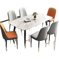 Ensemble de table à manger en pierre moderne, luxueuse, stable, durable et écologique, 4 places, avec chaises imperméables pour salle à manger