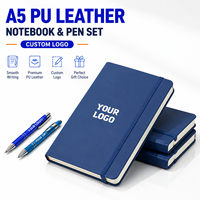 Cuaderno de Regalo Personalizado, Tamaño A5, Varios Tamaños, Cuero PU, Color Azul, Cuaderno Personalizado para Negocios de Fábrica