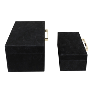 Scatole Decorative per Conservazione con Manico in Metallo, Set di Scatole Portagioie in Velluto Nero per Organizzazione Casa e Ufficio - Product Image 3