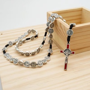 St benedict medaglia fatta a mano con cordoncino annodato collana religiosa per uomini e donne - Product Image 6