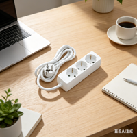 Enchufe de Extensión de 3 Vías Directo de Fábrica, Regleta de Enchufes Estándar Europeo Sin Interruptor, Cable de 1.5m, Material PP Blanco Ignífugo