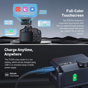 <span class=keywords><strong>Flash</strong></span> pour appareil photo Godox IT30 Pro, <span class=keywords><strong>flash</strong></span> de poche sans fil 2,4 G avec TTL <span class=keywords><strong>HSS</strong></span> pour Sony Canon <span class=keywords><strong>Nikon</strong></span> Fuji Fujifilm Olympus - Product Image 4