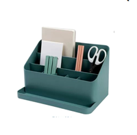 Organisateur de bureau multi-compartiments grande capacité en plastique avec plateau latéral pour fournitures de bureau, cosmétiques, maison et bureau