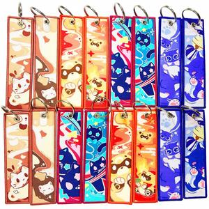 Yuewen Personalized Airplane Aviation Tags <b>Key</b> Chain Fabric <b>Custom</b> Woven Printing Keychain Anime Girl Keytag - Product Image 1