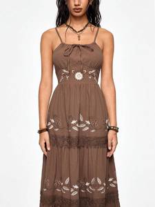 Custom Clothing Ladies New Summer Pleated Casual <b>Maxi</b> <b>Dress</b> Natural Washable Side Pockets Spaghetti <b>Straps</b> Linen Cotton Women - Product Image 3