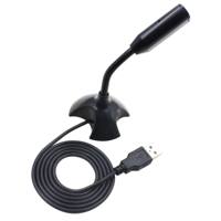 Microphone de bureau USB compact avec support pour ordinateur portable et PC, micro de streaming à col de cygne réglable