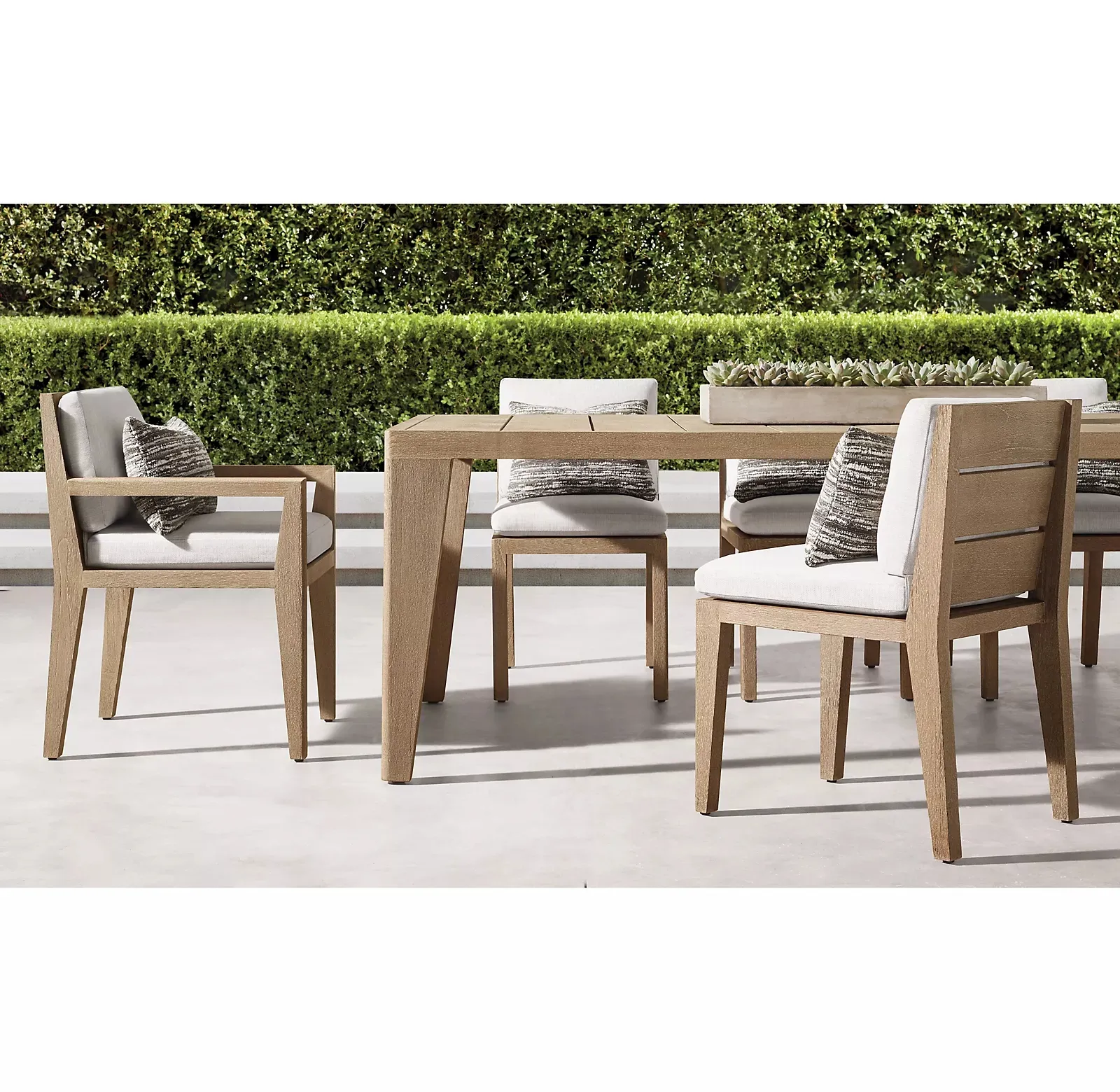 طاولة وكراسي خارجية من خشب الساج عالية الجودة مستطيلة الشكل لتنظيف أثاث الحدائق وسهلة التنظيف