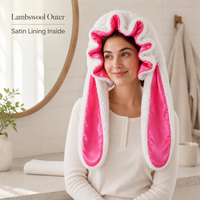 Bonnet d'hiver en gros avec oreilles de lapin, doux, en peluche, doublé satin, ajustable, circonférence de la tête 35 cm, longueur des oreilles 40 cm