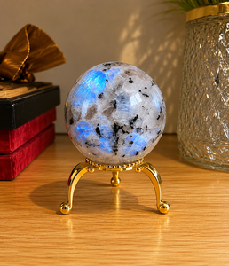Natural Rainbow Moonstone Sphere Polished <b>Crystal</b> <b>Ball</b> Shimmering Gemstone for Home Interior Design Office Desk Decor - Product Image 2