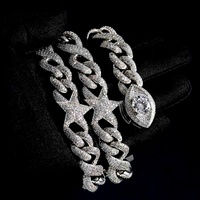 Hip Hop 15MM GRA Glacé VVS D Couleur Moissanite 925 Sterling Silver Pass Diamond Tester Infinity Star Link Chaîne cubaine pour hommes