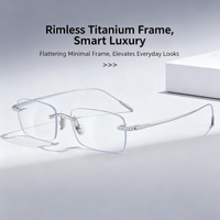 Montures de lunettes carrées sans monture 0666 Diamond Cool Clear de haute qualité, modèle identique à Celen, pour verres transparents