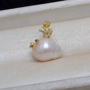 Pendentif en argent S925 avec perle baroque, petit collier en forme de poisson, accessoire de bijoux DIY pour femmes, 4102 - Product Image 2