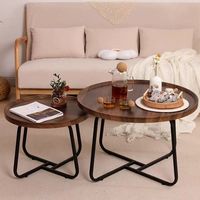 Chinesisches Holz-Metall Wohnzimmer-Set mit Modernem Design, Holzmöbel, Kleiner Runder Kaffee- und Teetisch