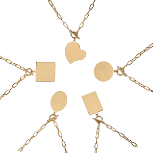 Collana con ciondolo cuore Hip Hop utilizzata per lettere Laser ciondolo geometrico OT lucchetto placcato in <span class=keywords><strong>oro</strong></span> collana da donna - Product Image 1