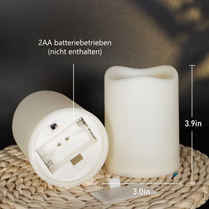 للبيع بالجملة أضواء شموع عمود بدون لماع بجهاز تحكم عن بعد تعمل بالبطارية اصطناعية لتزيين المنزل Dia7.5cm - Product Image 3