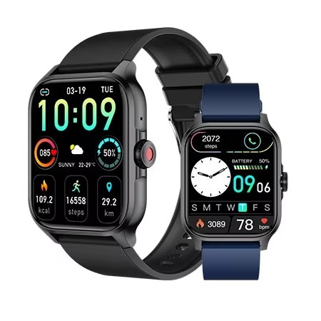 1.85" Square Silicone Smart Watch with Calling AI Voice Heart Rate Monitor Breathing Exercises Sports Modes IP68 Waterproof