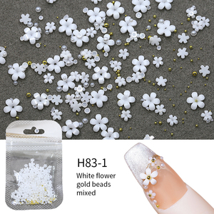 H83 Venta caliente 3D flor acrílica decoración <span class=keywords><strong>de</strong></span> <span class=keywords><strong>uñas</strong></span> cuentas <span class=keywords><strong>de</strong></span> acero mixtas Rosa Blanco <span class=keywords><strong>resina</strong></span> flor <span class=keywords><strong>uñas</strong></span> encanto bolsas - Product Image 3