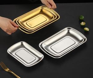 Petite assiette dorée en acier inoxydable, mini plateaux alimentaires en métal, plaques de cuisson portables pour four, polies lisses pour les campeurs - Product Image 1
