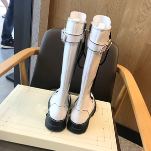 Luxury brand designer <b>shoes</b> Top Quality Winter Casual <b>Shoes</b> Genuine <b>Leather</b> <b>Shoes</b> <b>Women</b> <b>White</b> Lace up designer Boots Knee-high - Product Image 5