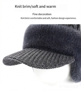 Gorros <span class=keywords><strong>de</strong></span> invierno <span class=keywords><strong>de</strong></span> punto grueso lisos con visera corta al por mayor, gorros <span class=keywords><strong>de</strong></span> ciclismo personalizados con orejeras, gorro <span class=keywords><strong>de</strong></span> invierno <span class=keywords><strong>de</strong></span> punto con visera para hombre - Product Image 6