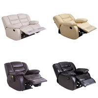 Vente Chaude : Ensemble de Canapés Inclinables Modulables en Cuir de Luxe 3+2+1 avec Fonction Extensible, Structure en Bois pour Salon