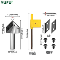 Lame diamantée non revêtue YUFU pour fraisage conventionnel, plaque détachable en V pour brisage à 90 degrés, machine de gravure ODM OEM HRC70