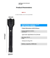 Lampe torche tactique rechargeable USB en alliage d'aluminium, mise au point réglable, étanche IP65, portée du faisceau 1000M+, 10000 lumens