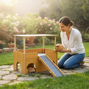 Nouvelle cage en bois imperméable et portable <span class=keywords><strong>pour</strong></span> <span class=keywords><strong>hamster</strong></span>, style nordique, double couche, grande maison, ours en soie dorée, villa de luxe - Product Image 3