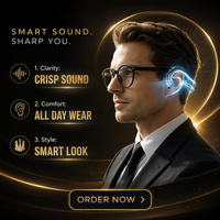 Lunettes Intelligentes Traducteur IA 28g 80mAh+80mAh Contrôle Tactile Étanche Double Chargement Magnétique Enregistreur Audio Professionnel pour Réunions
