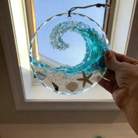 Attrape-soleil rond en verre de mer, romantique, réutilisable, non toxique, pour usage intérieur, décoration de la maison