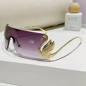 Gafas de sol de diseño sin montura con forma de cisne, súper grandes, a la moda, de lujo, resistentes a los rayos UV, 2025 - Product Image 5