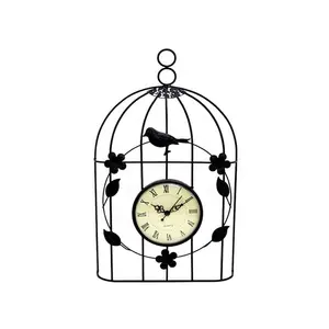3D Birdcage Iron Wall Clock Digital Art Clock for Home Decoration