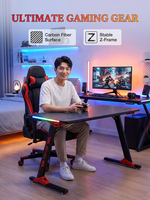 Bureau d'ordinateur ergonomique en métal AOR avec éclairage RGB, LED double côté, design moderne extensible, commande personnalisée en usine