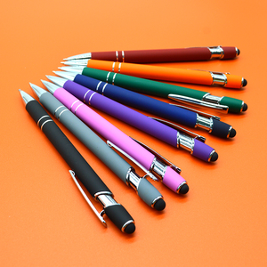 Stylo à bille en aluminium promotionnel le moins cher avec écran tactile en caoutchouc souple, logo personnalisé bon marché pour télé<span class=keywords><strong>phone</strong></span>, stylo à bille - Product Image 4