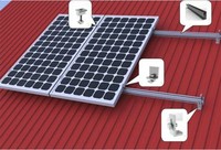 Kit de montage solaire en alliage d'aluminium anodisé argenté, sur mesure (taille et logo OEM), incluant rail PV, pied en L, pince intermédiaire et pince d'extrémité
