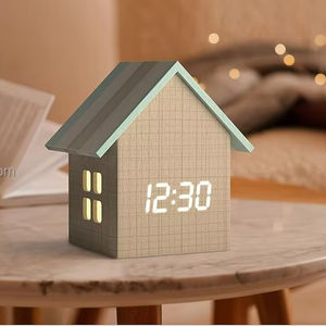 Reloj <span class=keywords><strong>despertador</strong></span> digital con forma de casa con pantalla de temperatura, Marco bonito de estética moderna y atenuador LED, reloj de escritorio pequeño para cabecera - Product Image 1