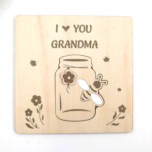 XCXCH1759 Meilleur <span class=keywords><strong>cadeau</strong></span> pour <span class=keywords><strong>grand</strong></span>-mère le jour <span class=keywords><strong>de</strong></span> la fête des mères Panneau en bois fait à la main «J'aime ma <span class=keywords><strong>grand</strong></span>-mère» - Product Image 1