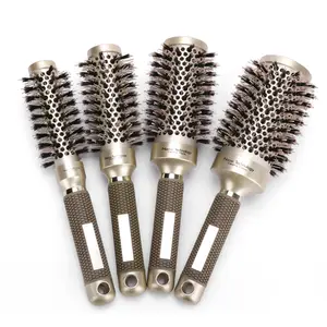 2024 Popular Custom Logo Cylinder Curly Hair Roller Hairbrush Professional Styling Bristle Hair Brush Ceramic Beauty Hair Brush