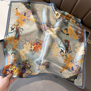 Écharpe <span class=keywords><strong>de</strong></span> luxe 100% soie <span class=keywords><strong>de</strong></span> mûrier avec col en écharpe - Motif Apsaras volants <span class=keywords><strong>de</strong></span> Dunhuang, en crêpe <span class=keywords><strong>de</strong></span> Chine - Product Image 2