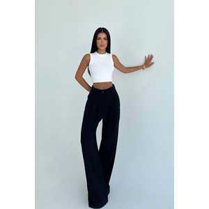 Pantalon Kyota noir pour femme, taille élastique, respirant, style décontracté, taille XL, pour la saison d'automne, détail poche, leggings colorés - Product Image 4