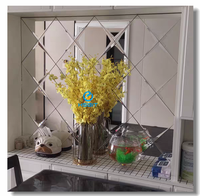 BETTER Cristal Verre Mosaïque Carreau Biseauté Adhésif Verre Miroir Miroir Stickers Muraux Géométrique Art Décor Diamant Forme
