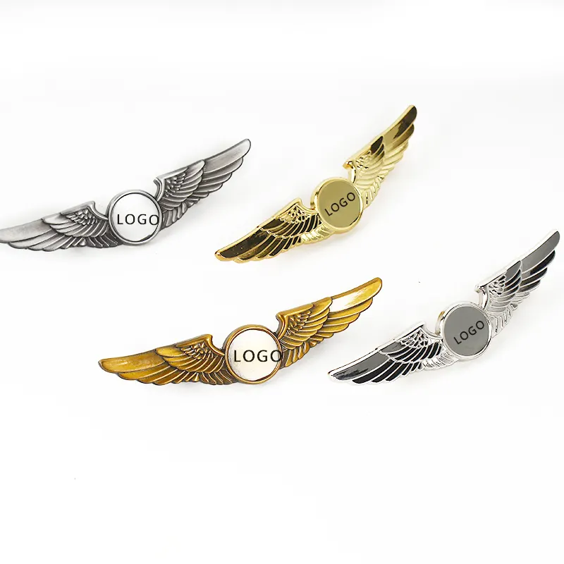 Emblemas de aviação em forma de redonda, emblemas para aviação em forma de metal, liga de zinco, feito a ouro 3d