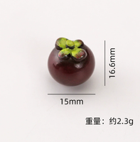 Gantungan Kunci Lem Krim Buah Manggis Buatan Miniatur Bahan DIY Aksesori Rambut Mainan Makanan Miniatur