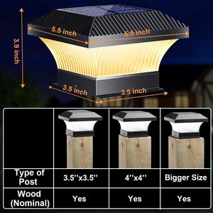 Lampes solaires pour poteaux de clôture, étanches IP65, angle de faisceau 360°, capteur de lumière, rechargeables, pour poteaux en bois de jardin extérieur - Product Image 6