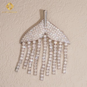 Deluxe Jewelry Moissanite Iced Out <b>Brooch</b> Pass Diamond Tester Moissanite Diamond 925 <b>Silver</b> Hip Hop Women Jewelry Tassel <b>Brooch</b> - Product Image 2