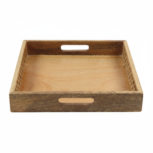 Plateau de service en bois classique fournitures de cuisine parfait pour servir des nouilles bol café serveur vaisselle plateau en bois thé plateau de service - Product Image 1