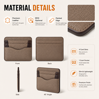 Cartera Minimalista Delgada de Cuero para Tarjetas, Ideal para Regalos Corporativos y Vendedores de Accesorios de Moda, con Detalle de Costura Fina, Logotipo Personalizado OEM