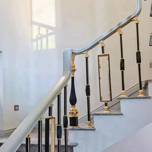 3 요소 도금 금 장인 정신 알루미늄 난간 난간 난간-가정용 뜨거운 판매 계단 난간 - Product Image 2