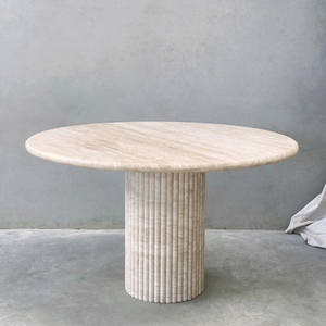 Op maat gemaakte ronde eettafel van natuursteen, marmer of travertijn voor keuken, kamer of restaurant. - Product Image 1